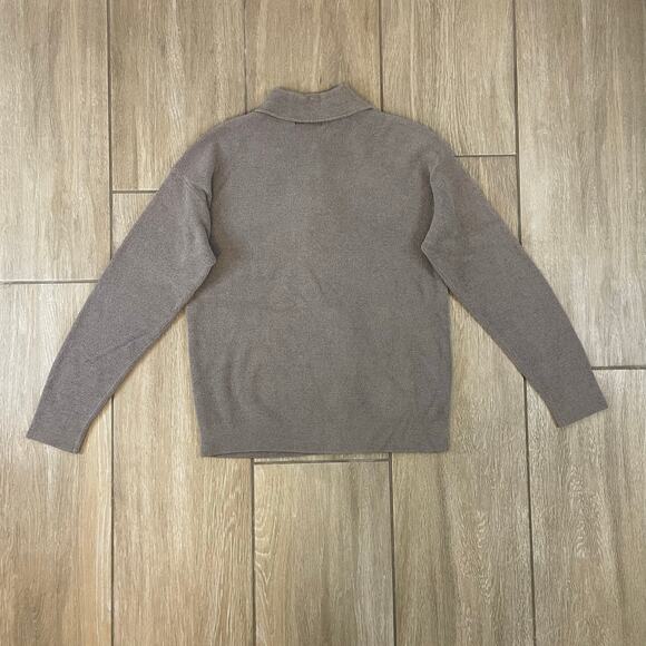 Barefoot Dreams CozyChic Ultra Lite Polo Sweater Top Women’s Small Taupe Knit - Picture 2 of 7